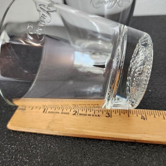 2 Crown Royal Whiskey Old Fashion Rocks Glasses base embossed bubbles + logo - Picture 9 of 10